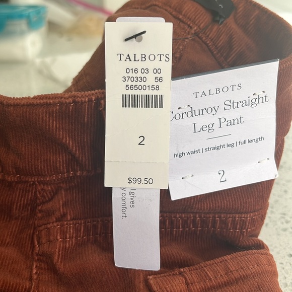 NWT Talbots Corduroy Straight Leg Pants - Picture 5 of 8